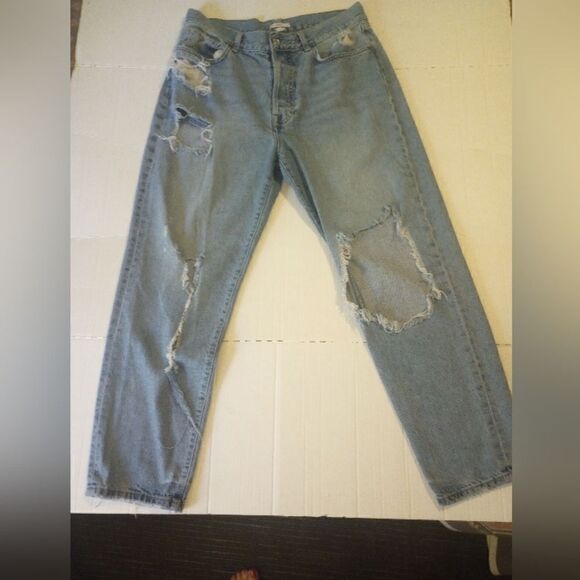 Forever 21 destroyed button fly straight leg jeans - Picture 3 of 6